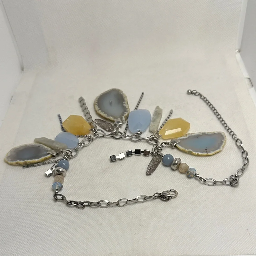 Chico’s Blue & Yellow Geode Statement Necklace – 19” Long / 4” Extender (EUC) - Picture 6 of 9